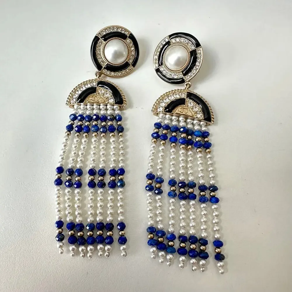 Chanel A19 2019 Métiers d'Art Pearl Strass CC Chandelier Drop Earrings RARE